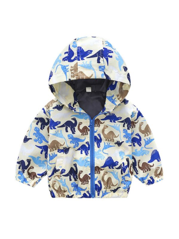 Dinosaur Print Kid Boy Hooded Jacket Wholesale Kids Hoodies 210625734