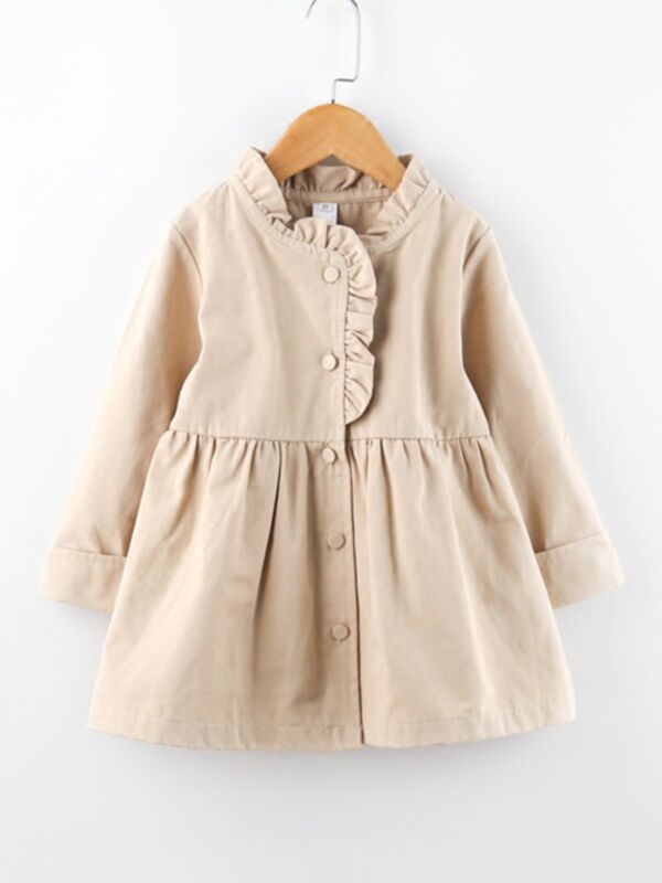 Kid Girl Stand-up Collar long-sleeved Trench Coat Dress 210626431