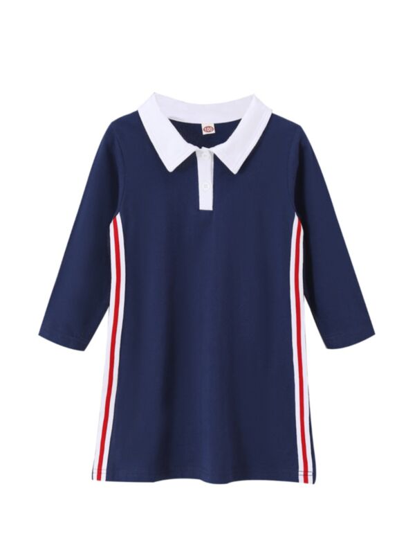Striped Side Polo Dress For Girl 21062764