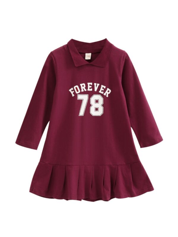 Forever 78 Print Pleated Hem Girl Polo Dress 21062766