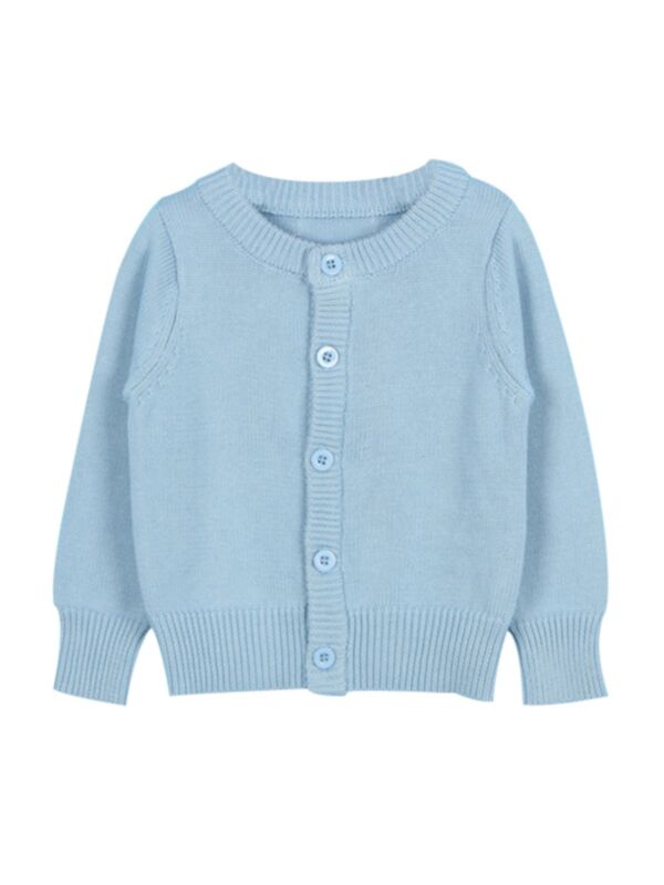 Solid Color Button Knitted Kid Boy Girl School Cardigan 210630217