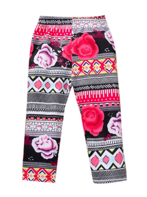 Boho Flower Printed Baby Little Girls Trousers Wholesale Girls Clothes 210701530