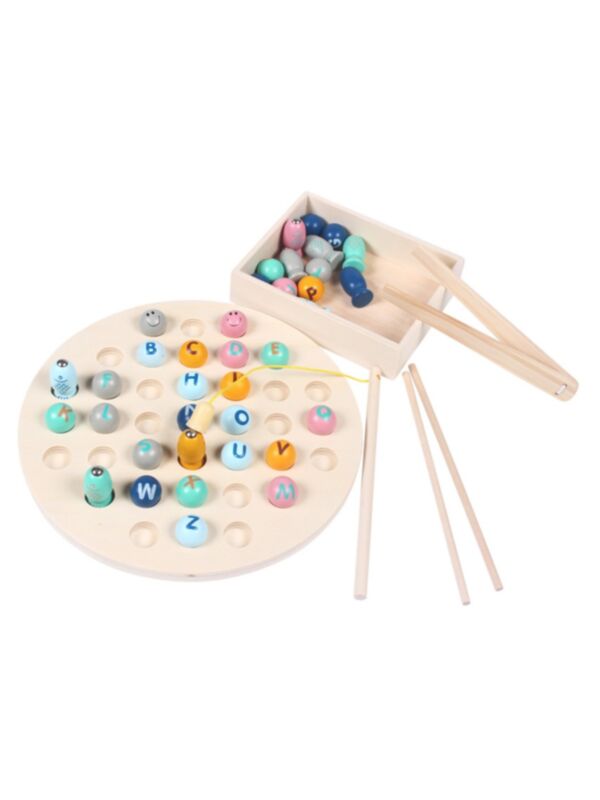 Wooden Toy Magnetic Fishing Game Clip Beads Game 210701712