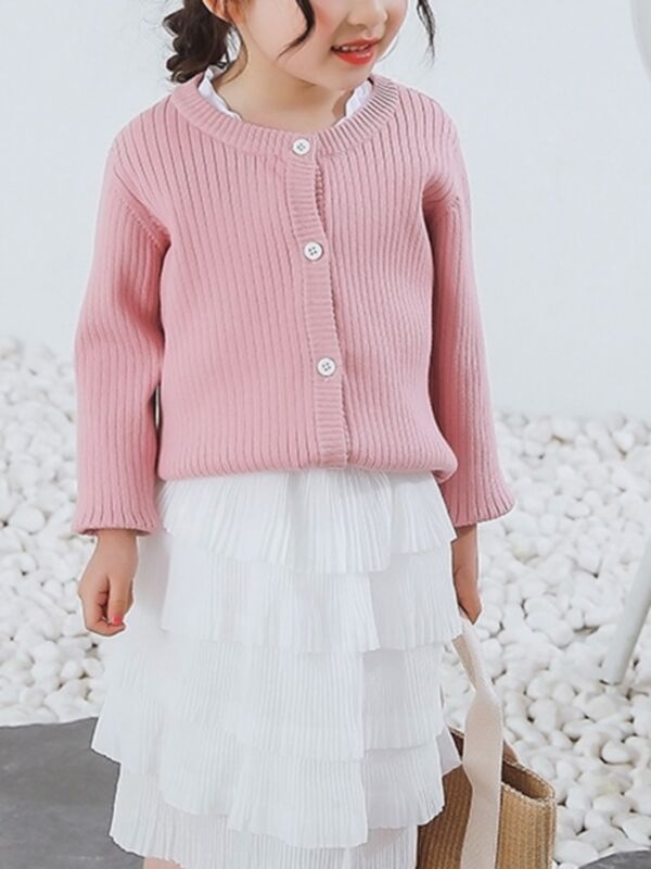 Baby Toddler Girl Solid Color Knit Cardigan 210703254
