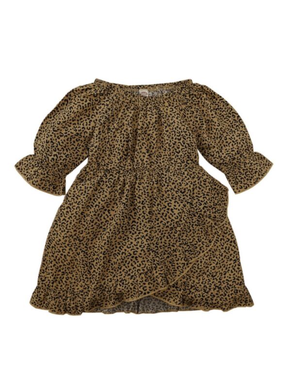 Ruffle Trim Leopard Print Dresses For Girls 210705345