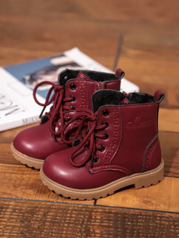 Solid Color Kid PU Boots 210707794