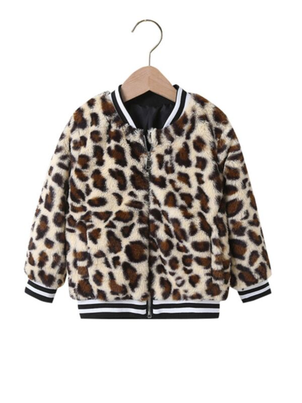 Faux Fur Leoaprd Girls Coats And Jackets 210709191