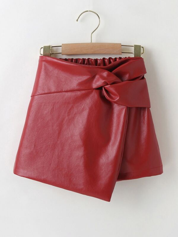 Knot PU Skirts For Girls 210709524