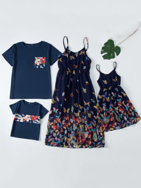 Butterfly Print Family Matching Outfits Top Dress 210709727