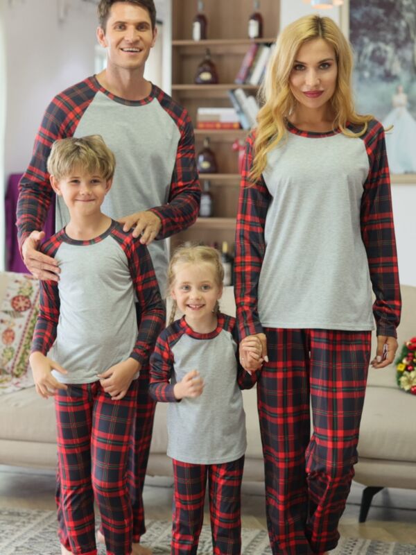 Christmas Family Matching Outfits Wholesale Plaid Print Loungewear Sets Top Plans Jumpsuit 210709777