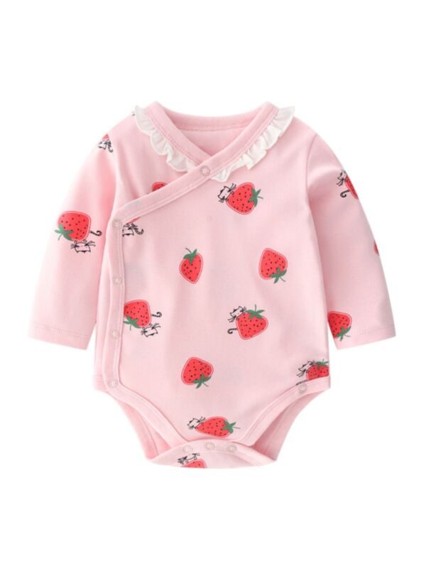 Strawberry Print Wholesale Baby Onesies 210710830