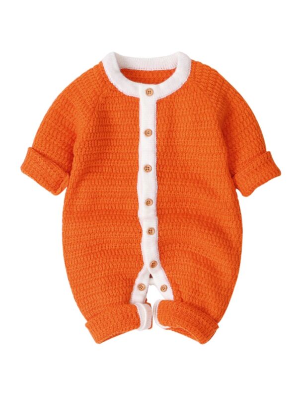 Hit Color Baby Knitted Jumpsuit 21071128