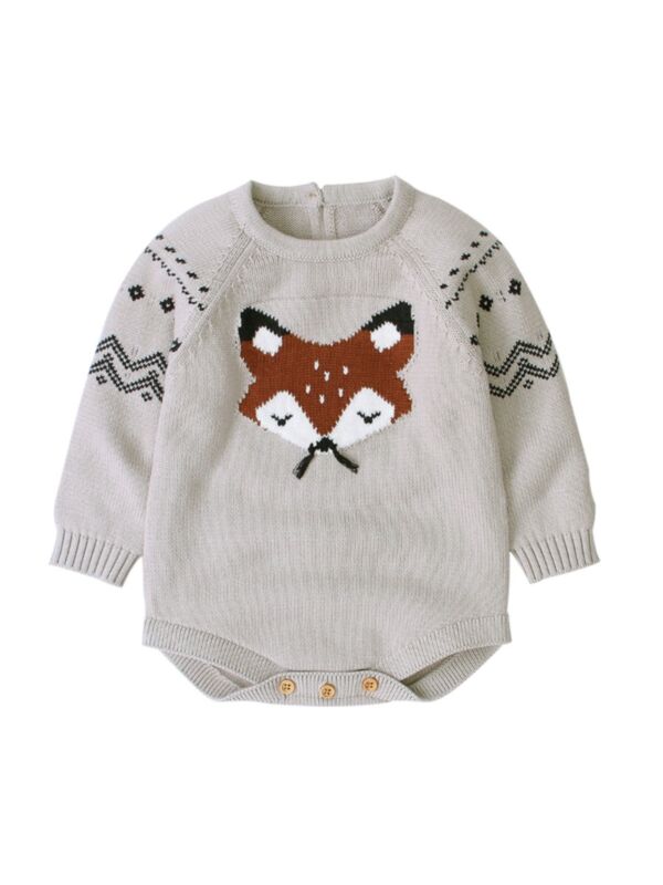 Fox Knitted Baby Bodysuit Wholesale Baby Clothes In Bulk 21071134