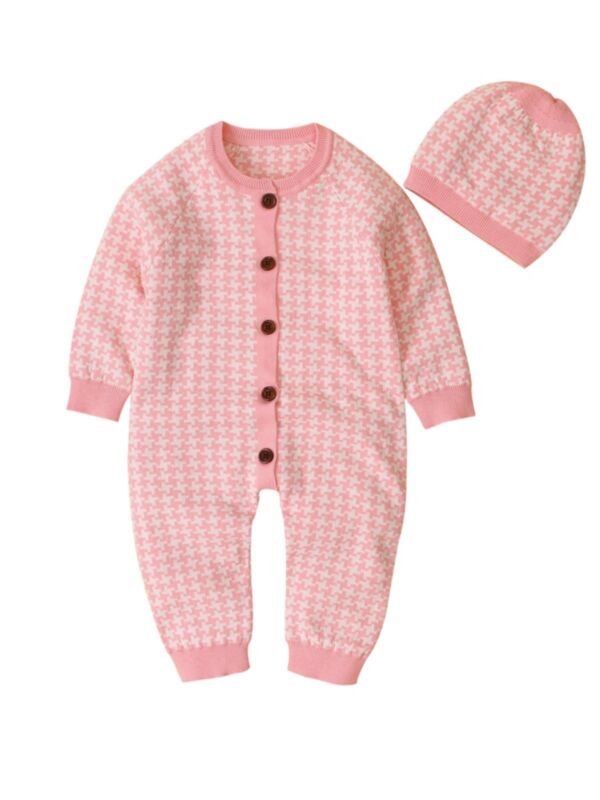 Houndstooth Baby Knitted Jumpsuit 21071188