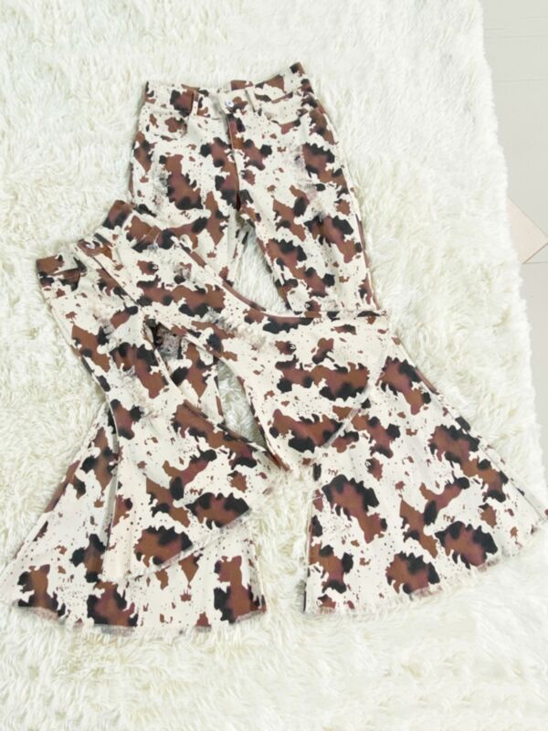 Cow Print Mommy And Me Wholesale Bell Bottom Pants 210714363