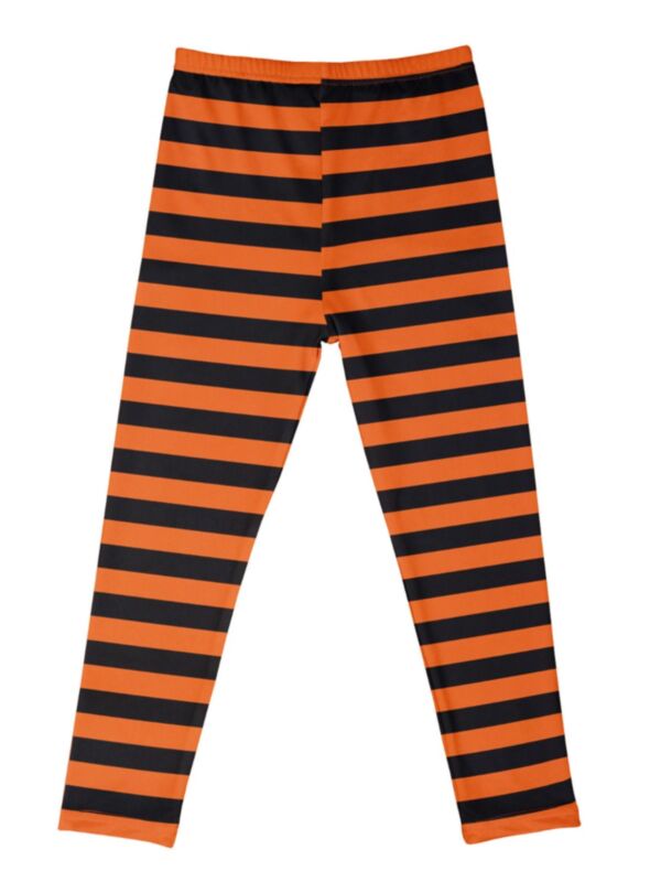 Halloween Cartoon Pumpkin Spider Web Striped Print Kid Girls Leggings 210714638
