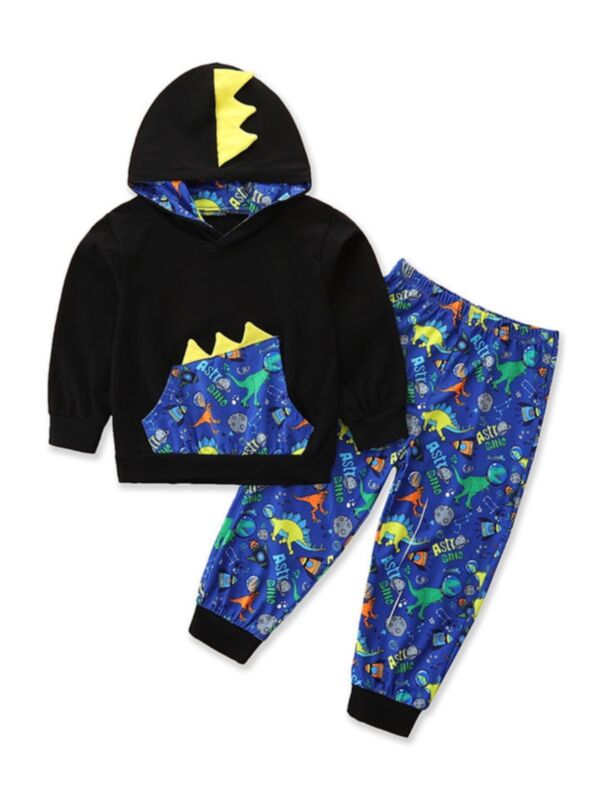 Two Pieces Dinosaur Print Boys Tracksuit Set Hoodie Trousers 210716422