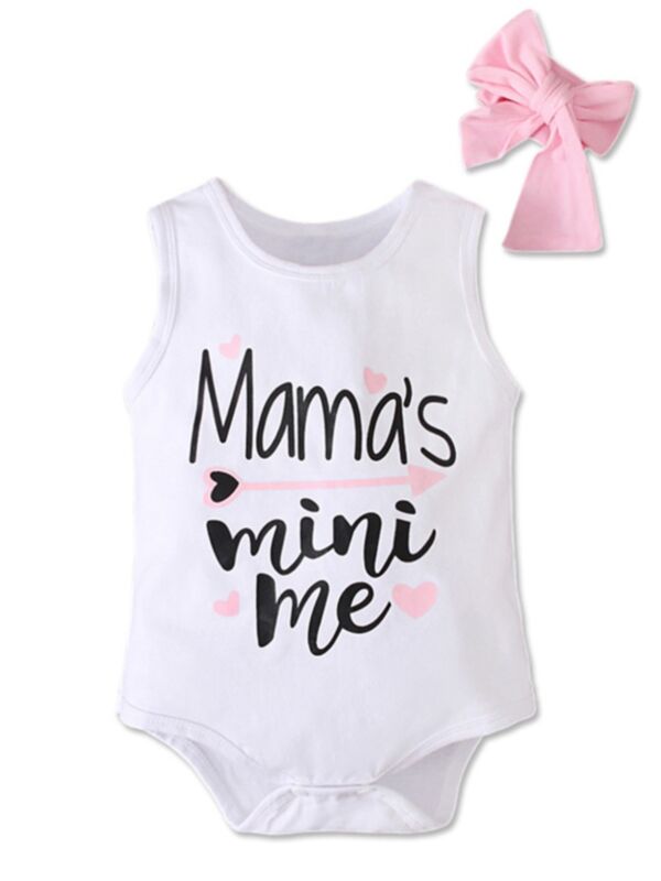 Mama's Mini Me Sleeveless Wholesale Baby Onesies And Headband 210717063