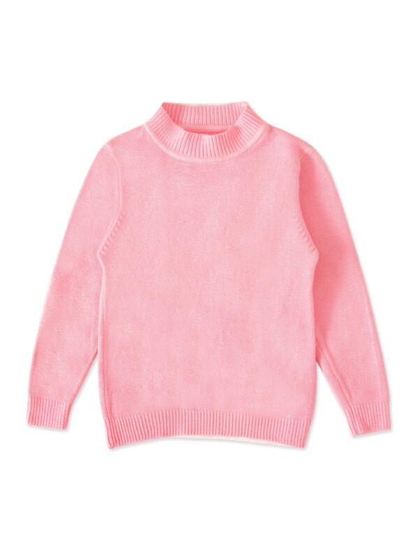Little Kid Solid Color Turtleneck Sweater 210717278