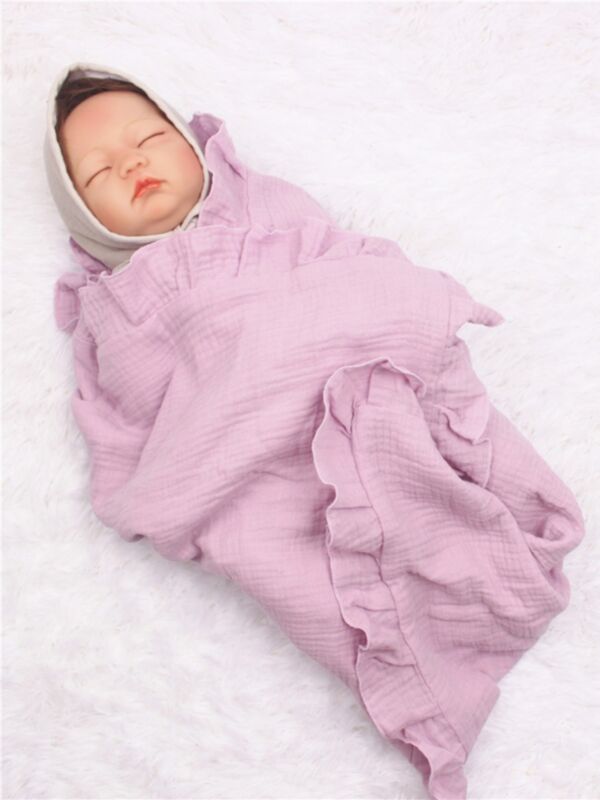 Solid Color Ruffle Trim Baby Blanket 210717982