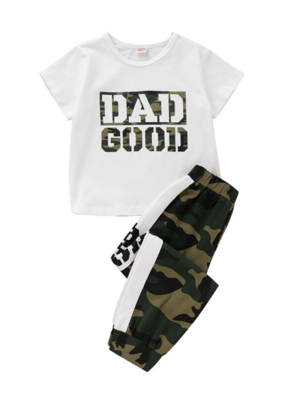 2 Pieces Sets Little Kids Dad Good Camo Top And Pants 21071826
