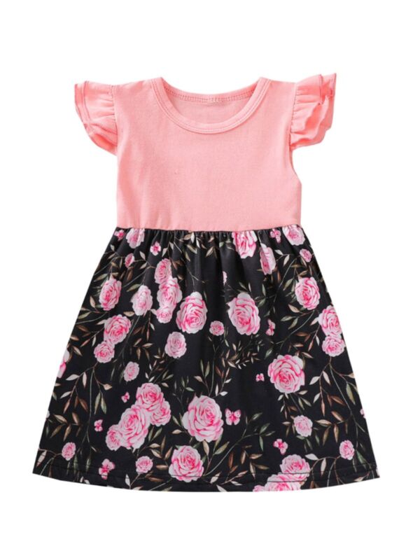 Muslin Flutter Sleeve Bow Toddler Baby Girl Flower Dress 21071856