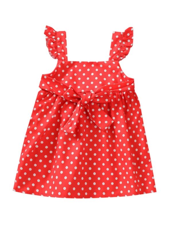 Polka Dots Print Flutter Sleeve Toddler Baby Girl Dress 21071858