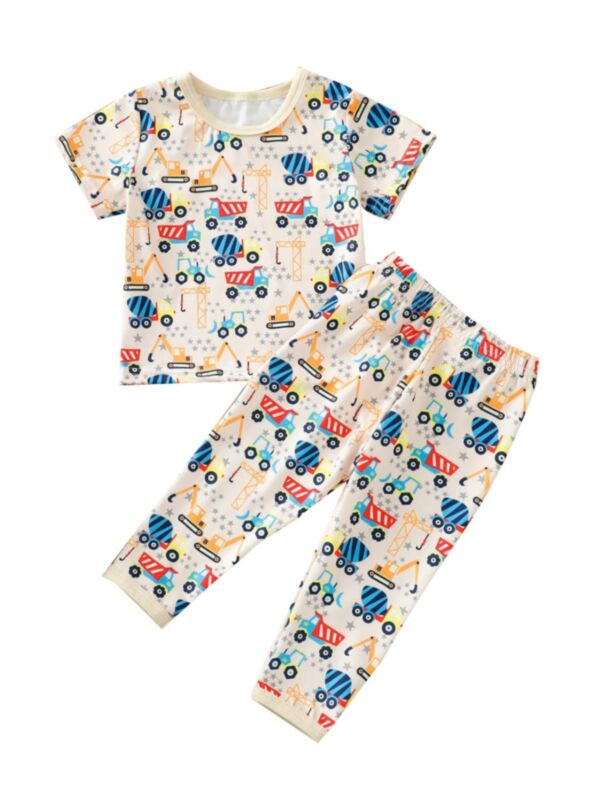 2 Pieces Car Print Baby Boys pajamas Set Top Matching Pants 21071860