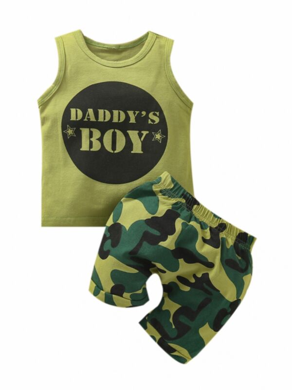 Two Pieces Daddy's Boy Camo Baby Boy Sets Tank Top And Shorts 21071872