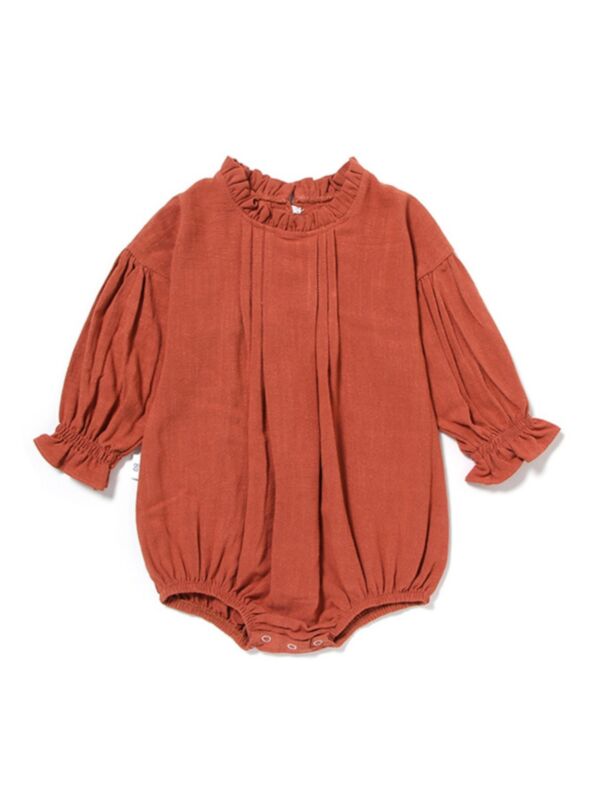 Solid Color Ruffle Collar Baby Girl Bodysuit 210719081