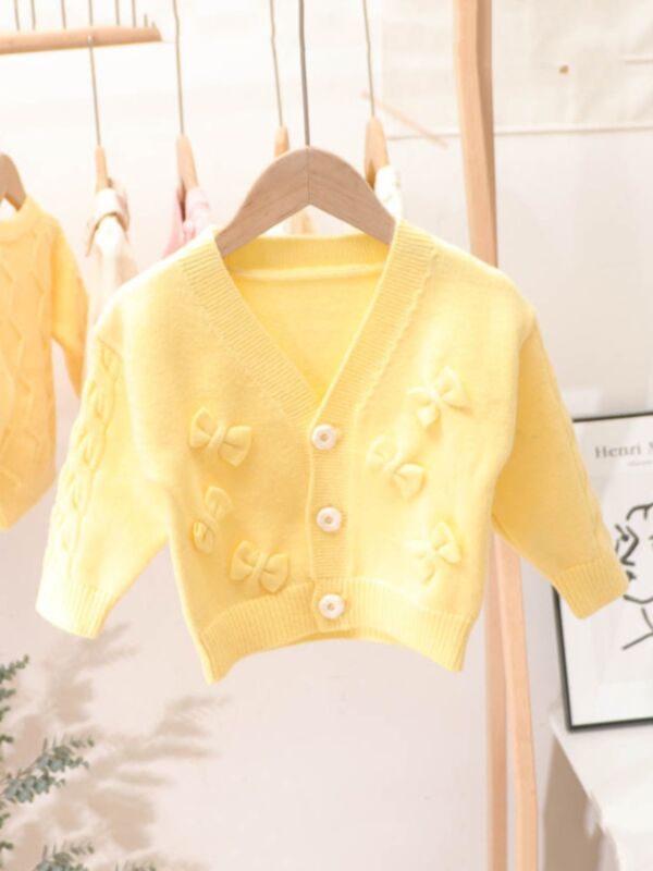 Bowknot Plain Girl Cardigans 210719115