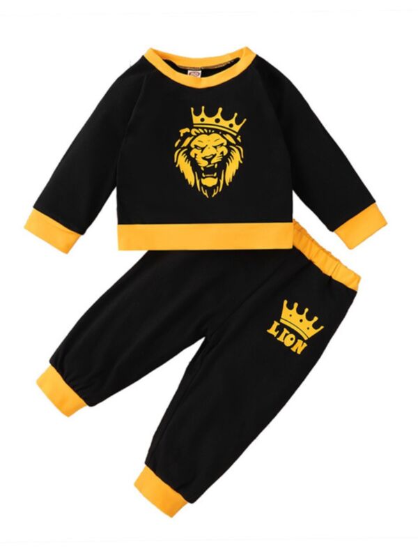 Two Pieces Lion Print Baby Boy Clothing Sets Top And Pants 210719983