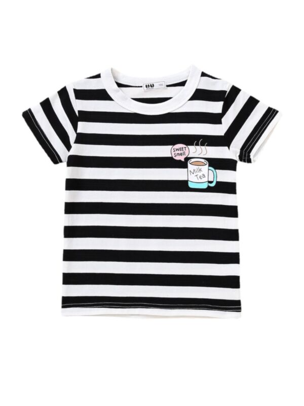 Milke Tea Striped Girl T Shirt 210720867
