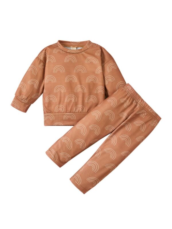 Two Pieces Rainbow Print Baby Girl Clothing Sets Top And Pants 210721126