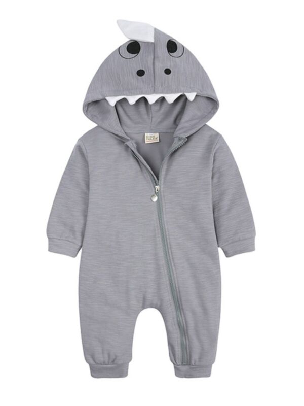 Shark Zip Up Hooded Baby Jumpsuit 210722368
