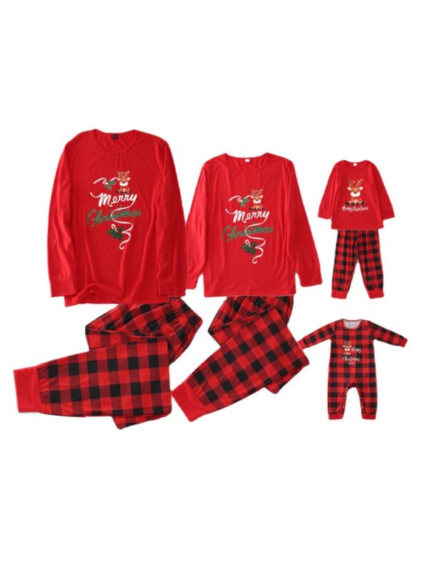 Merry Christmas Checked Print Family Matching Loungewear Sets Top Pants Jumpsuit 210724535