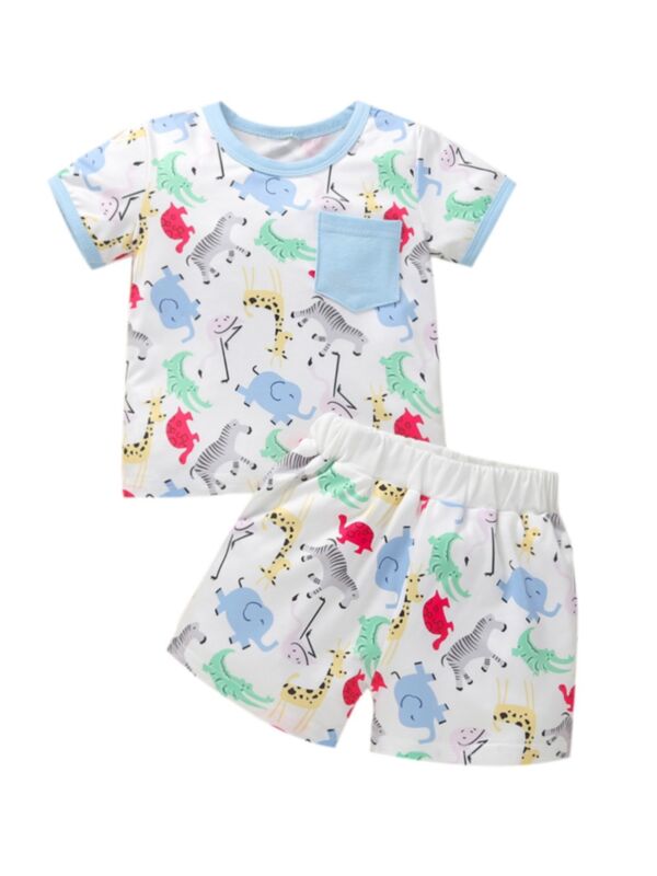 Two Pieces Dinosaur Graphic Baby Boy Sets Top And Shorts 21072549