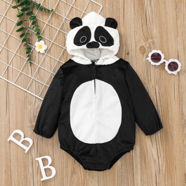 Cartoon Animal Baby Hooded Bodysuit 210727558