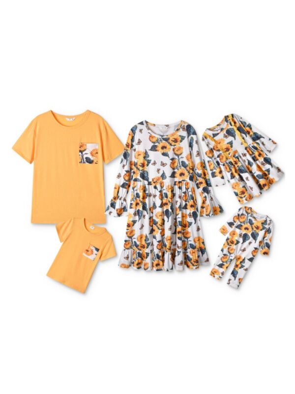 Flower Print Family Matching T-shirt Dress Jumpsuit 210728642