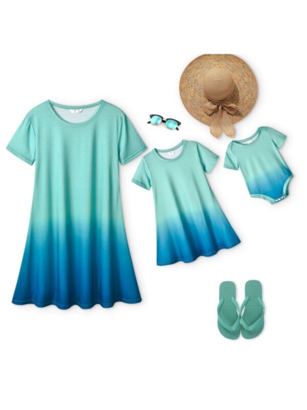 Mommy And Me Gradient Color T-shirt Dresses Bodysuit 210728710