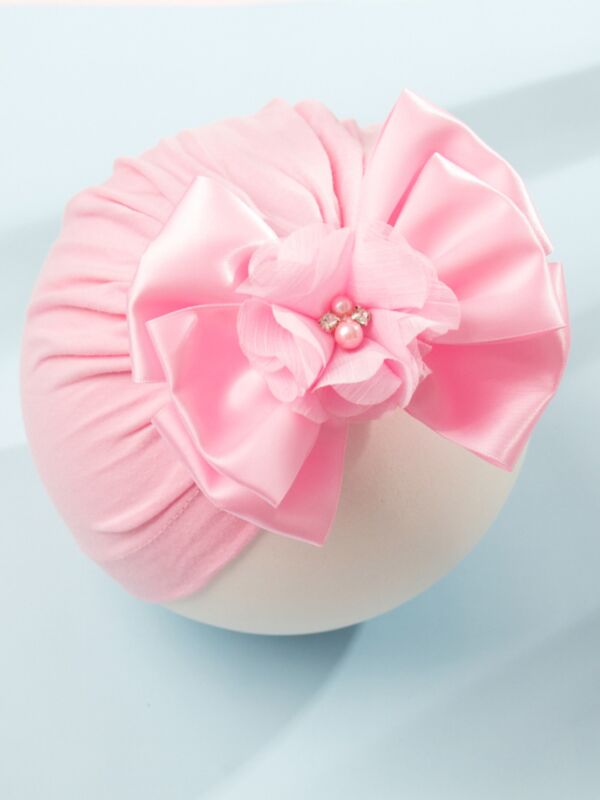 Beaded Bow Baby Girl Turban Hat 210728798