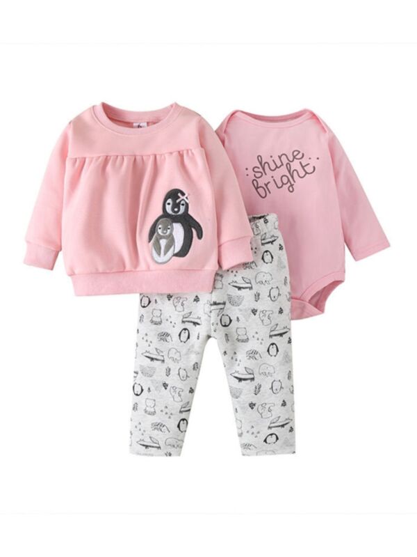 3 Pieces Animal Pattern Baby Clothes Set Top & Bodysuit & Pants Sets 210729217