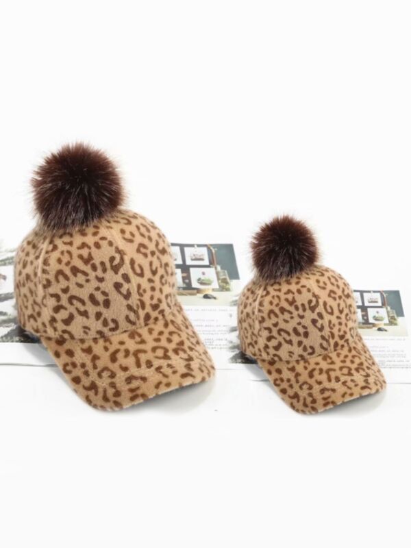 Mommy And Me Leopard Print Hairball Baseball Cap 210729314