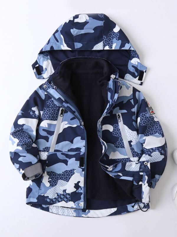 Kid Camo Print Hooded Jacket 210730938
