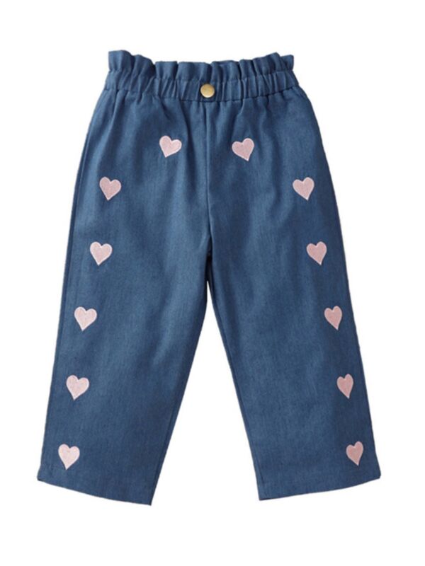 Love Heart Printed Baby Girl Jeans 210802150