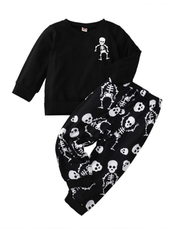  Two Pieces Halloween Skull Print Kid Clothing Sets Top And Pants 210802277