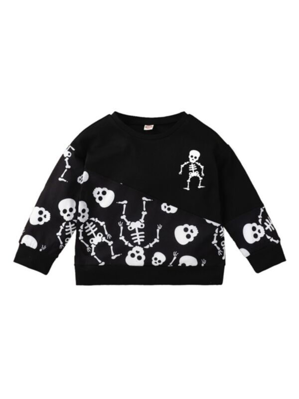 Skull Print Kid Halloween Sweatshirt 210802495