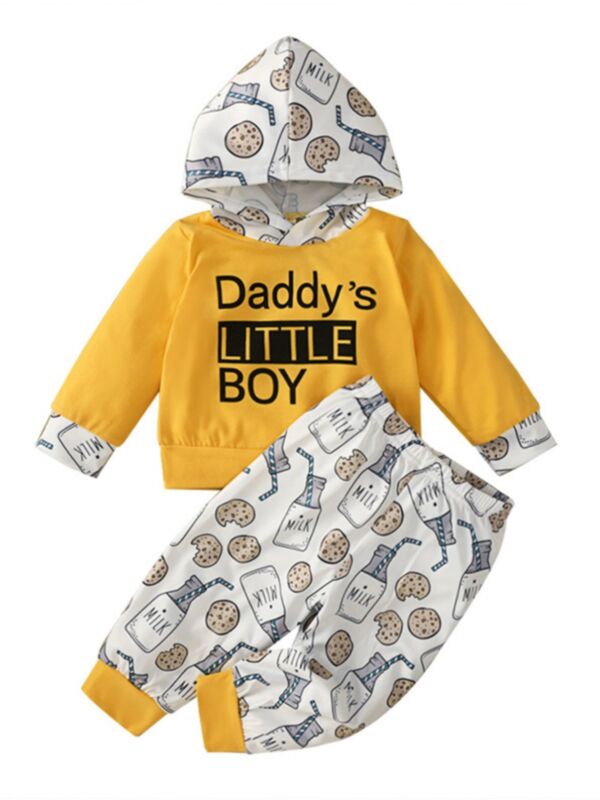 2 Pieces Daddy's Little Boy Print Baby Boy Tracksuit Set Hoodie And Pants 210802772
