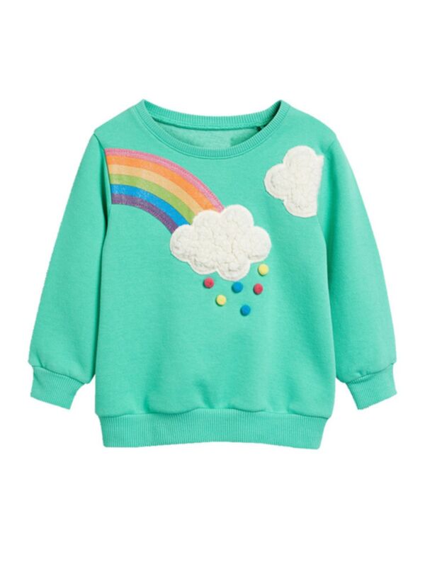 6-Packs Rainbow Print Kid Girl Sweatshirt 210803052