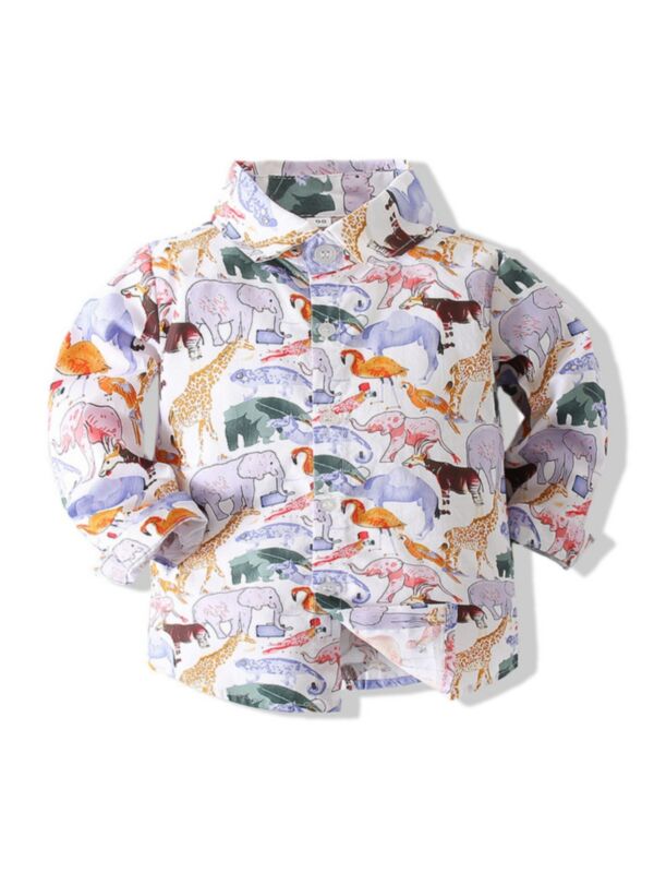 Animal Print Litter Boys Button Down Shirts 210803847